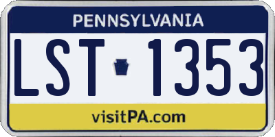 PA license plate LST1353