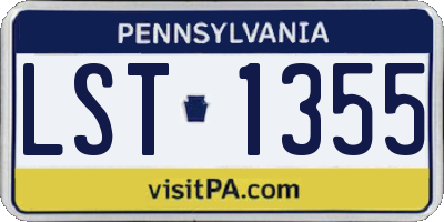 PA license plate LST1355