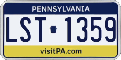 PA license plate LST1359