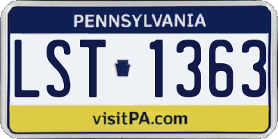 PA license plate LST1363