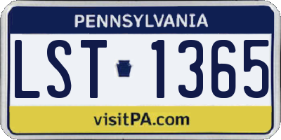 PA license plate LST1365