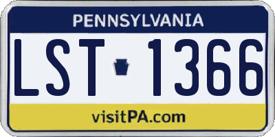 PA license plate LST1366