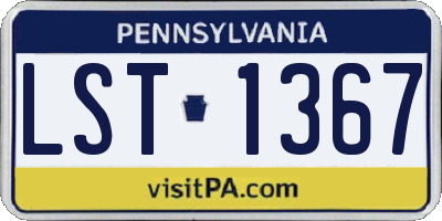 PA license plate LST1367