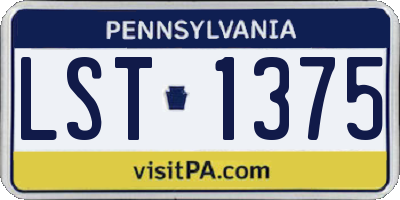 PA license plate LST1375
