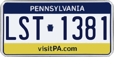 PA license plate LST1381