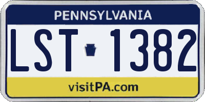 PA license plate LST1382