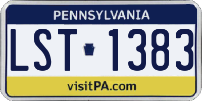 PA license plate LST1383