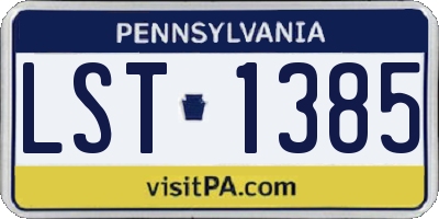 PA license plate LST1385