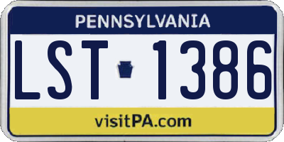 PA license plate LST1386