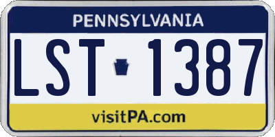 PA license plate LST1387