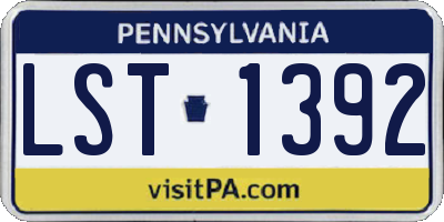 PA license plate LST1392