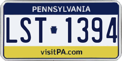PA license plate LST1394