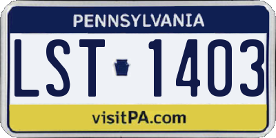 PA license plate LST1403