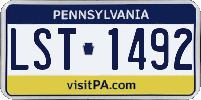 PA license plate LST1492