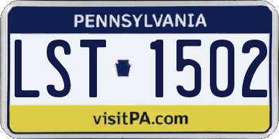 PA license plate LST1502