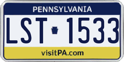 PA license plate LST1533