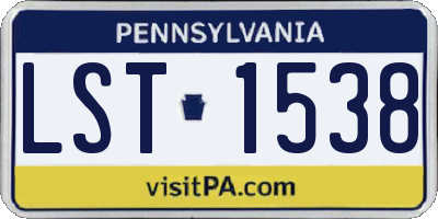 PA license plate LST1538