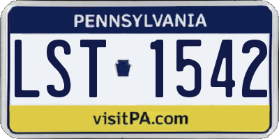 PA license plate LST1542