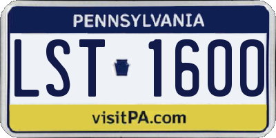 PA license plate LST1600