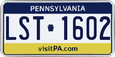 PA license plate LST1602