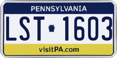 PA license plate LST1603