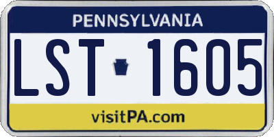 PA license plate LST1605