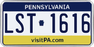 PA license plate LST1616