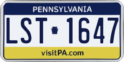 PA license plate LST1647