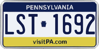 PA license plate LST1692