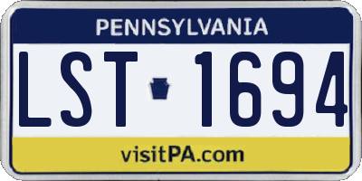 PA license plate LST1694