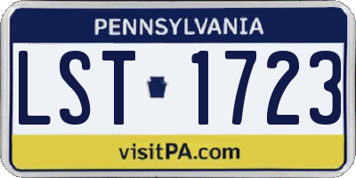 PA license plate LST1723