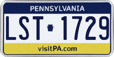 PA license plate LST1729