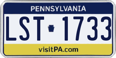 PA license plate LST1733