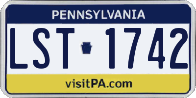 PA license plate LST1742