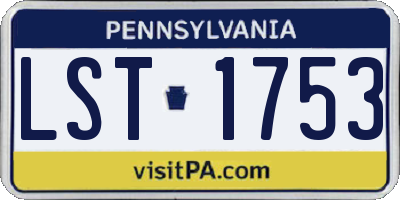 PA license plate LST1753