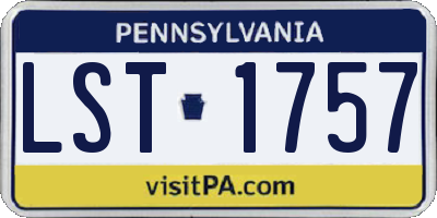 PA license plate LST1757