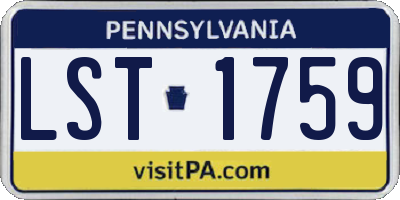 PA license plate LST1759