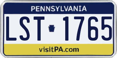 PA license plate LST1765