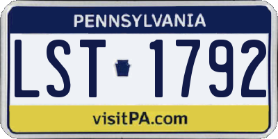 PA license plate LST1792