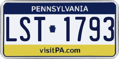 PA license plate LST1793