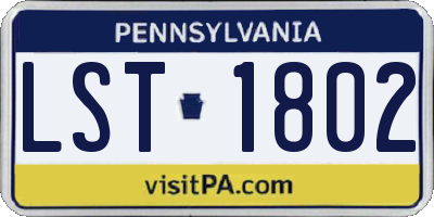 PA license plate LST1802