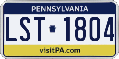 PA license plate LST1804