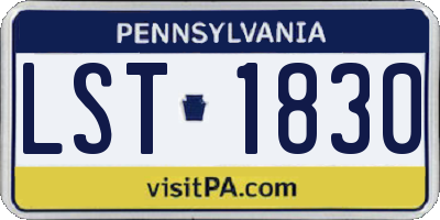 PA license plate LST1830
