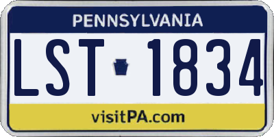 PA license plate LST1834