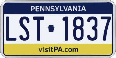 PA license plate LST1837