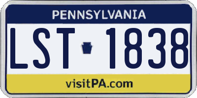 PA license plate LST1838