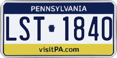 PA license plate LST1840