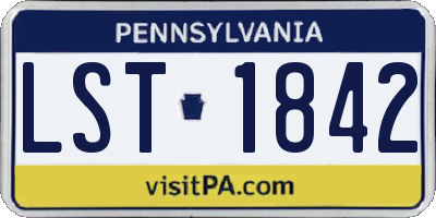 PA license plate LST1842