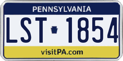PA license plate LST1854