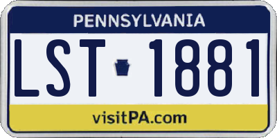 PA license plate LST1881